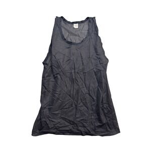 Vintage Jockey Nylon Tricot Tank Top Mens Small Black Sheer Mesh Made in USA